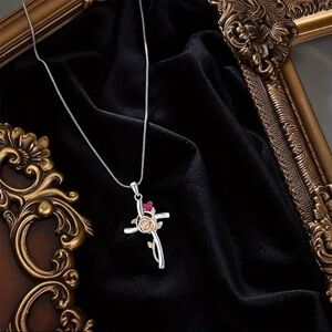 Two-Tone Silver & Gold Cross Pendant Necklace Religious Jewelry NWT